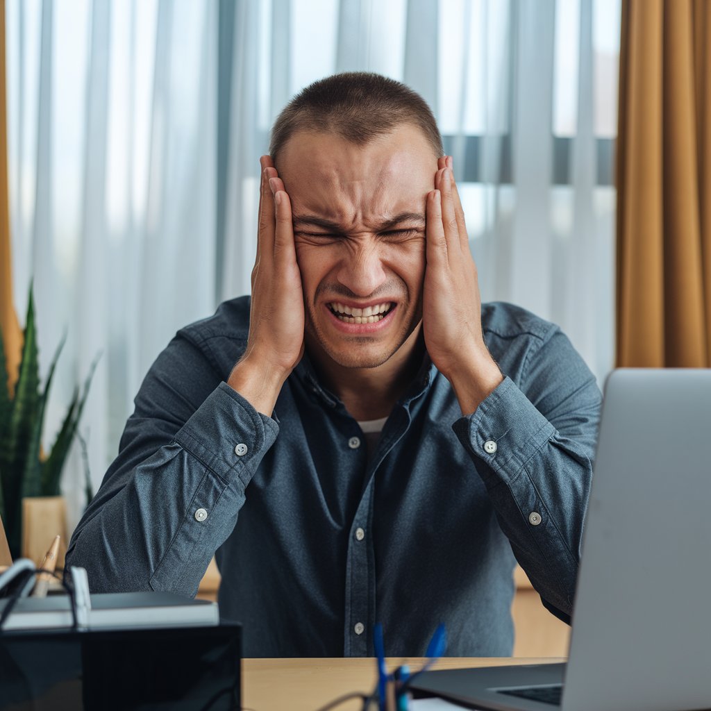 Genervter Kunde am Laptop wegen Werbemails